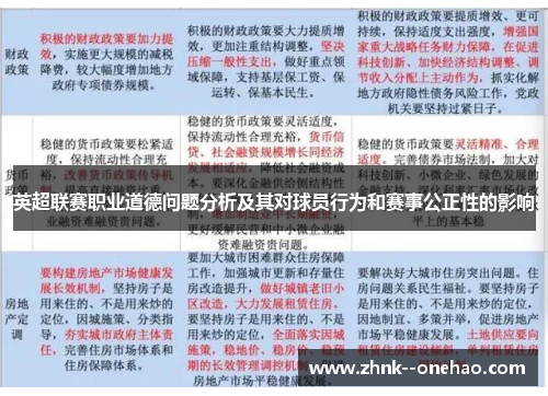 英超联赛职业道德问题分析及其对球员行为和赛事公正性的影响 英超联赛职业道德问题分析及其对球员行为和赛事公正性的影响